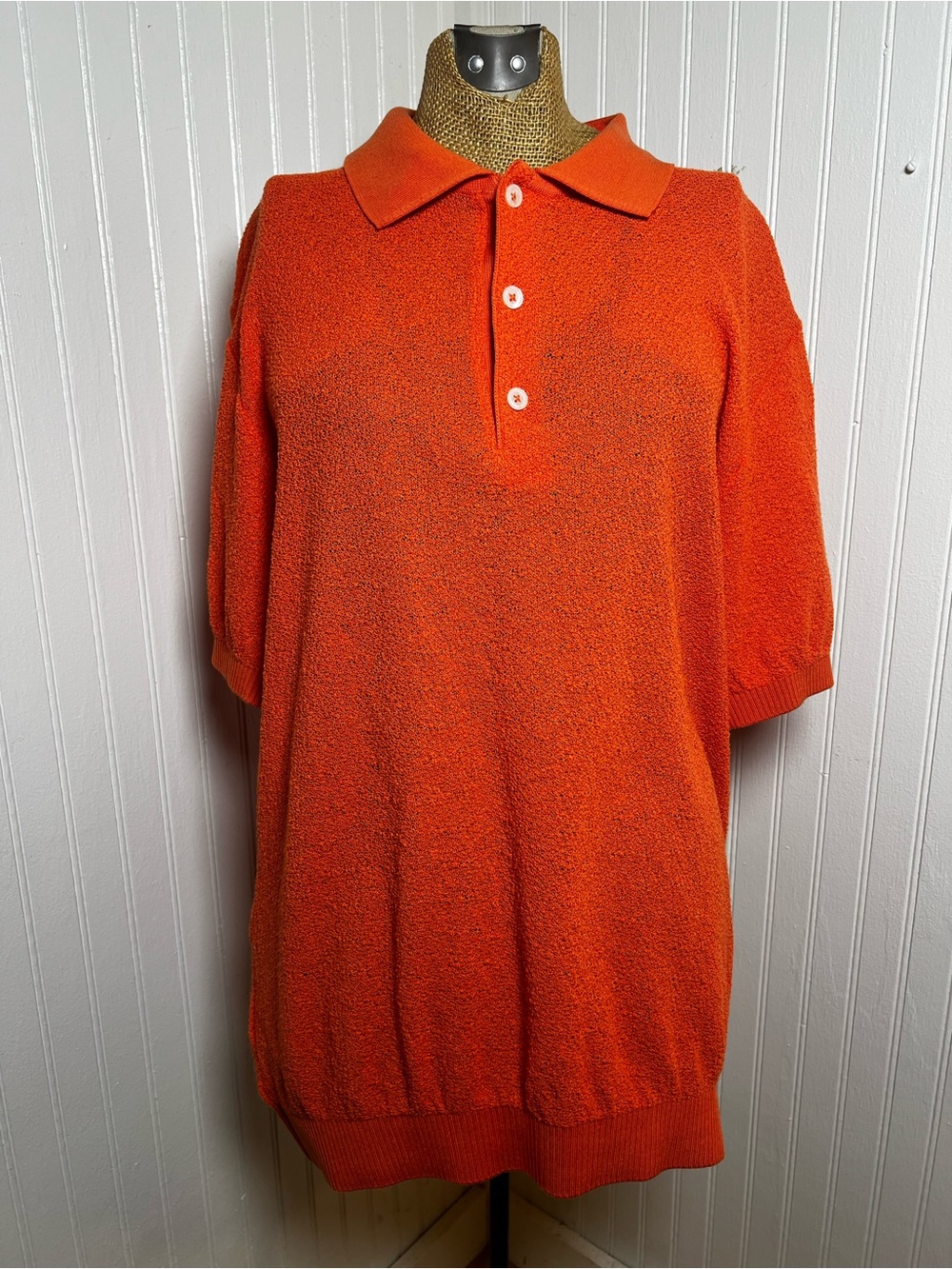 Men's vintage Orange Polo style shirt - Classic Short Sleeve Knit